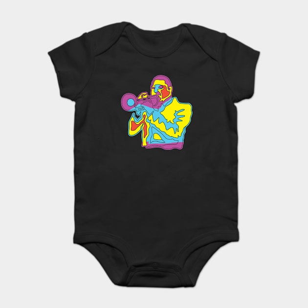 Colorful Trumpeter Abstract Modern Style Baby Bodysuit by jazzworldquest